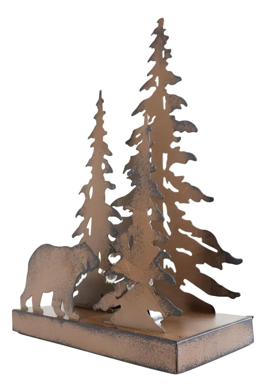 Ebros Metal Art Rustic Forest Black Bear By Pine Trees Night Light Lamp Sculpture - Image 5