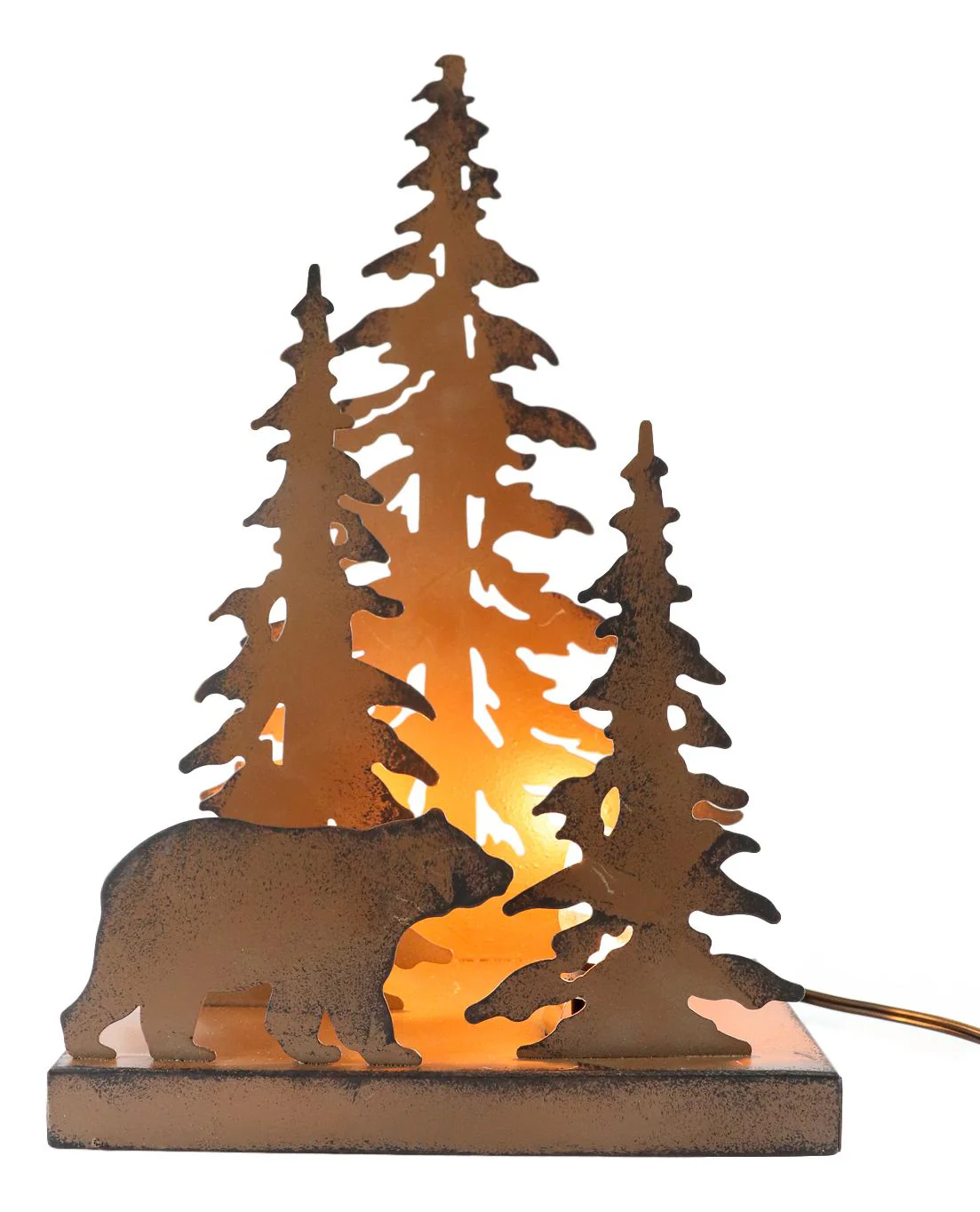 Ebros Metal Art Rustic Forest Black Bear By Pine Trees Night Light Lamp Sculpture - Image 7
