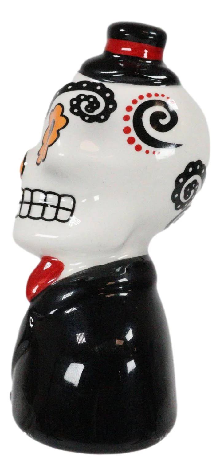 Mexican Couple Wedding Sugar Skulls Day Of The Dead Ceramic Salt Pepper Shakers - Image 5