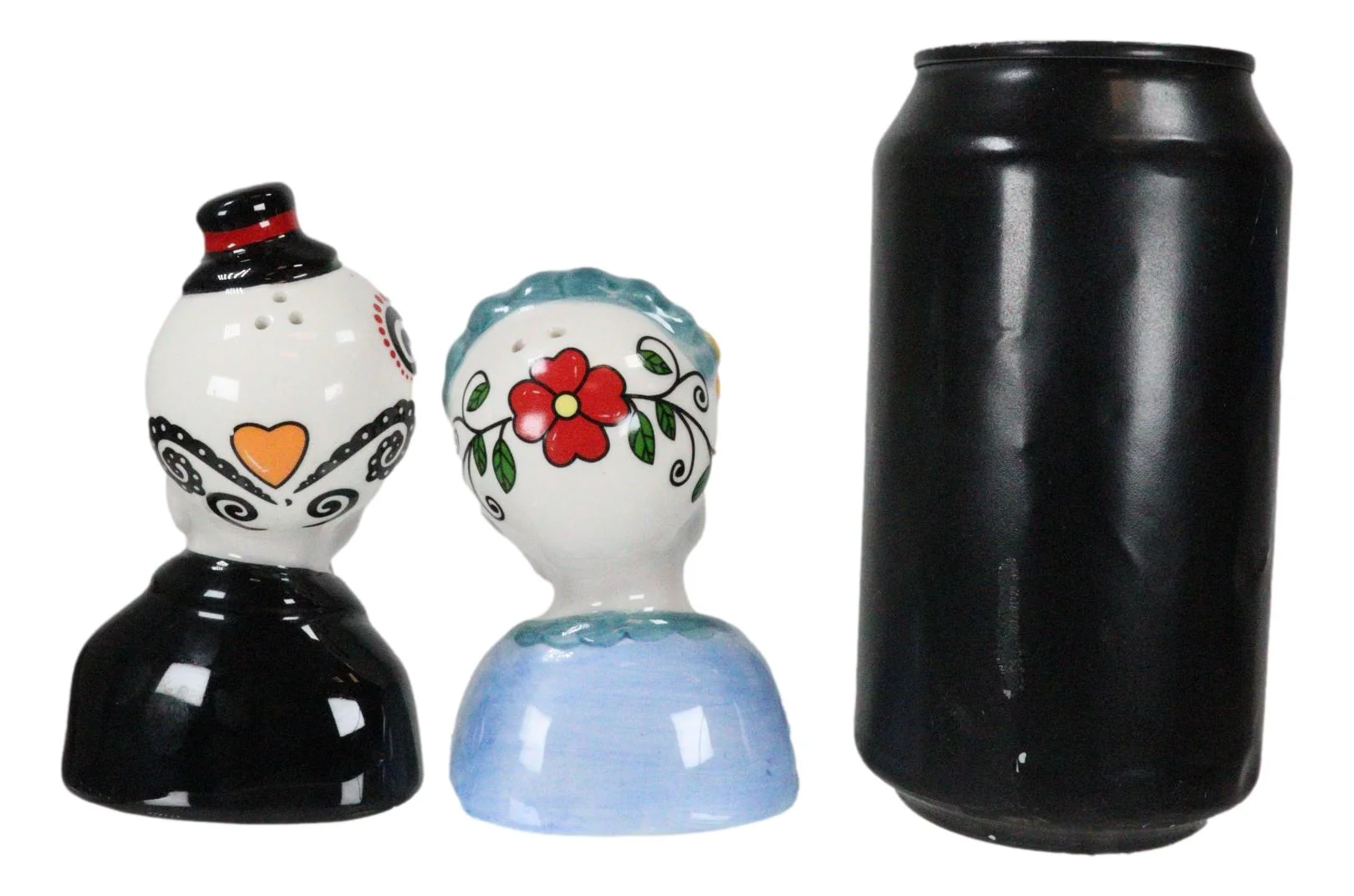 Mexican Couple Wedding Sugar Skulls Day Of The Dead Ceramic Salt Pepper Shakers - Image 8