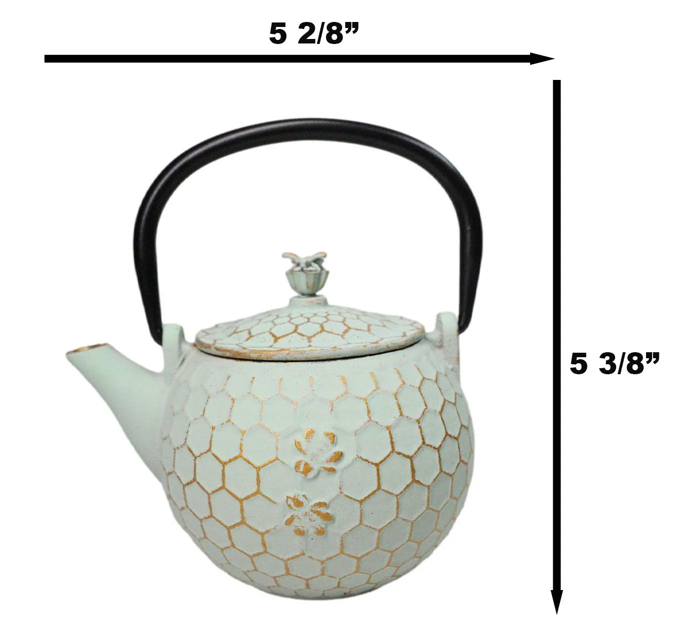 Mint Green Rustic Honeycomb With Bee Petite Cast Iron Teapot 10oz Tea Pot - Image 7