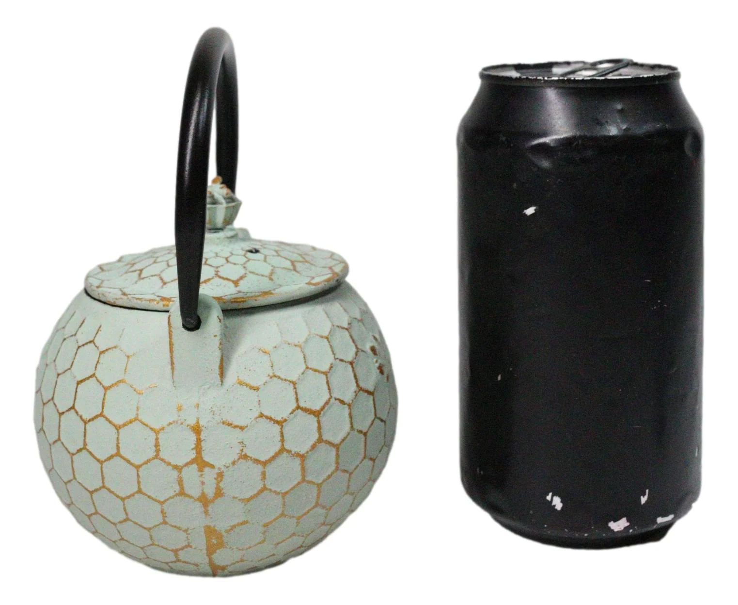 Mint Green Rustic Honeycomb With Bee Petite Cast Iron Teapot 10oz Tea Pot - Image 8