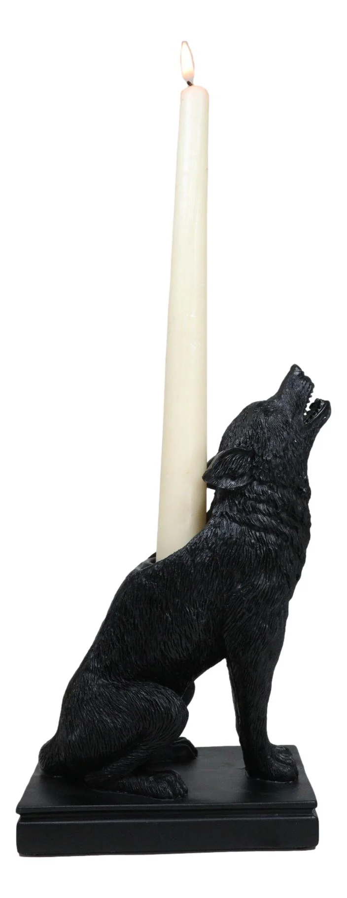 Mystical Wicca Gothic Alpha Gray Wolf Ulula Noctis Candlestick Holder Figurine - Image 4