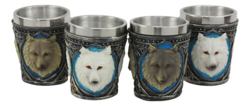 Mythical Fantasy Albino And Gray Wolf Shot Glasses 2-Ounce Set Of 4 Novelties - Image 6