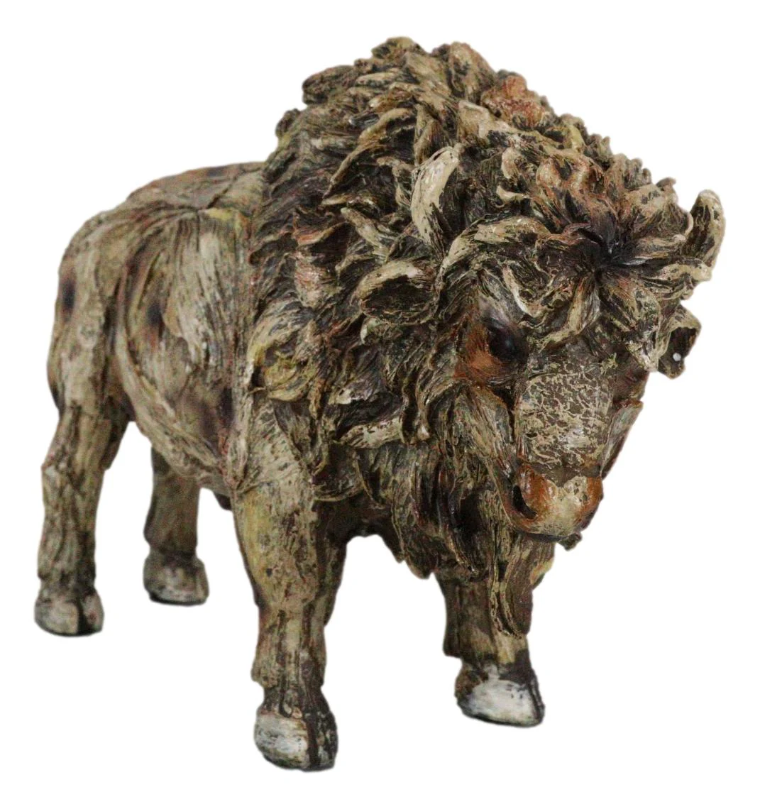 Native American Grassland Plains Wild Bison Buffalo Faux Wooden Resin Sculpture - Image 2
