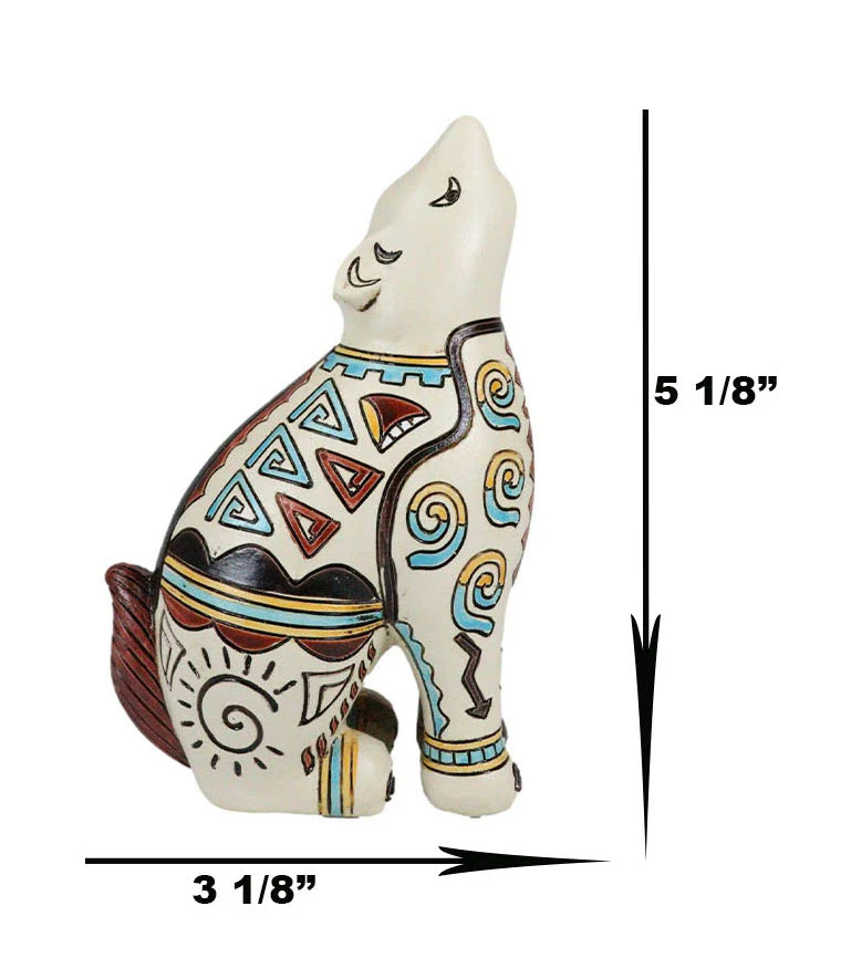 Native Tribe American Aztec Hopi Indian Style Howling Wolf Totem Spirit Figurine - Image 3