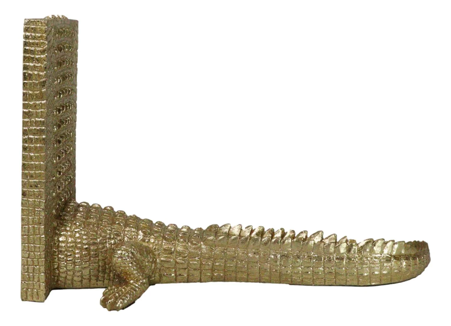 Nautical Marine Faux Gold Crocodile Alligator Head And Tail Bookends Pair Set - Image 10