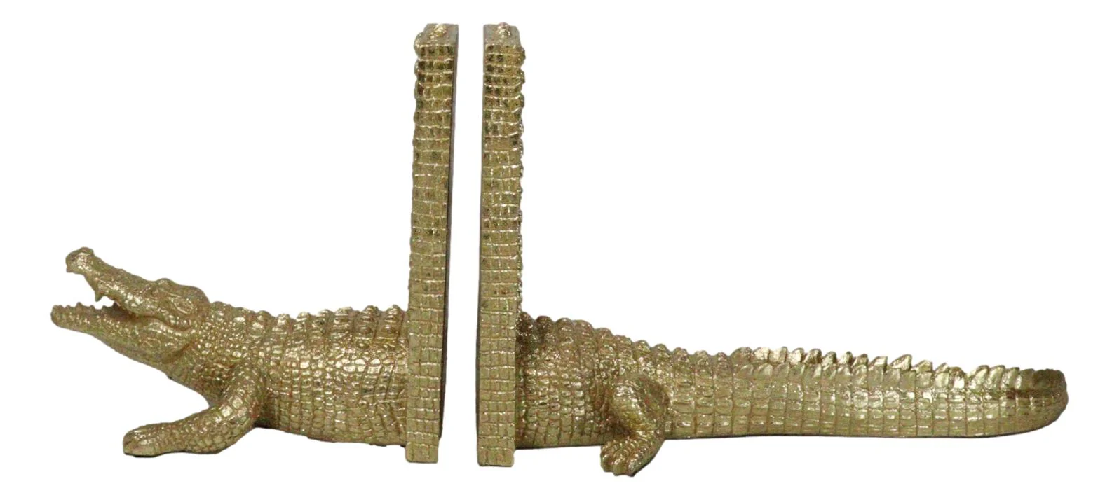 Nautical Marine Faux Gold Crocodile Alligator Head And Tail Bookends Pair Set - Image 4