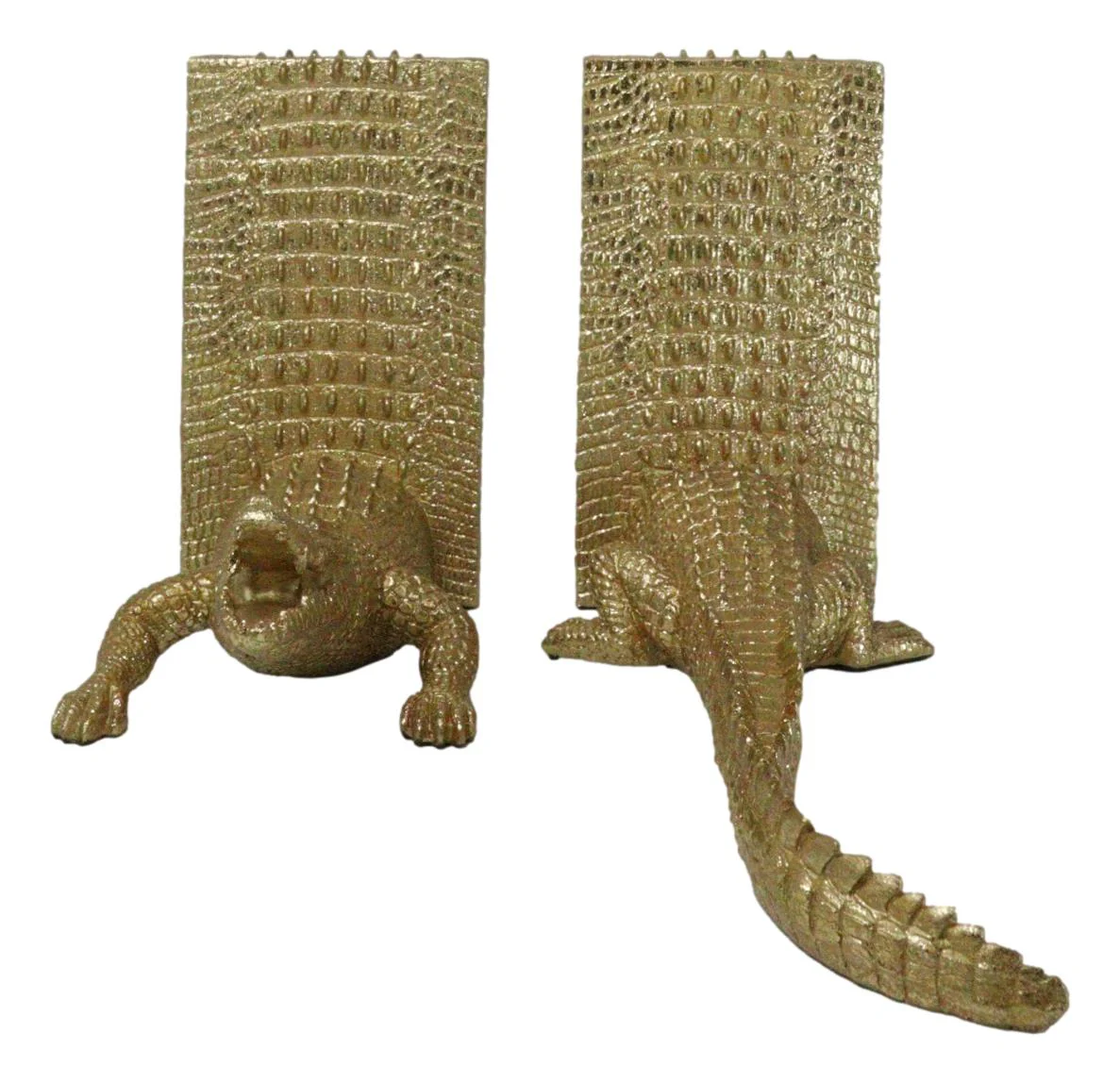 Nautical Marine Faux Gold Crocodile Alligator Head And Tail Bookends Pair Set - Image 5