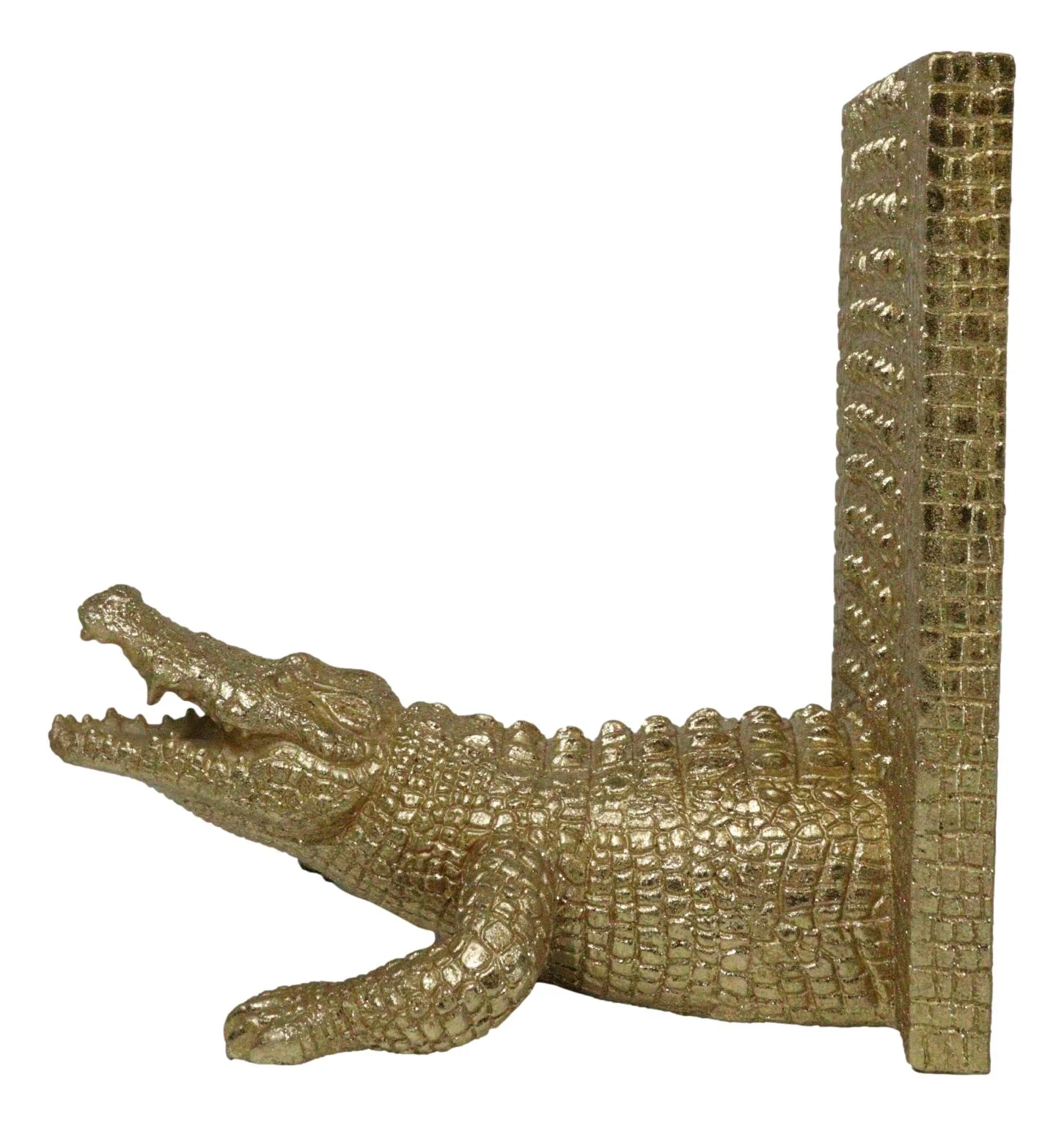 Nautical Marine Faux Gold Crocodile Alligator Head And Tail Bookends Pair Set - Image 9