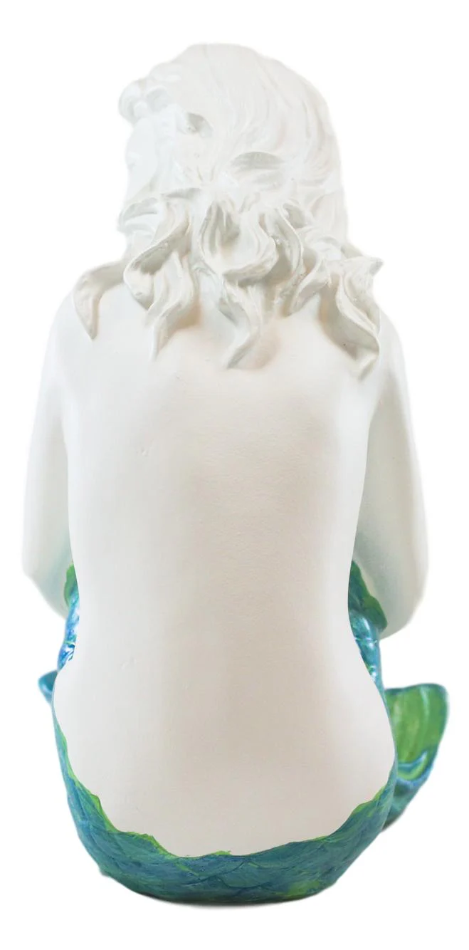 Ebros Marine Ocean Lovesick Mermaid With Blue Green Ombre Tail Sitting Statue - Image 5