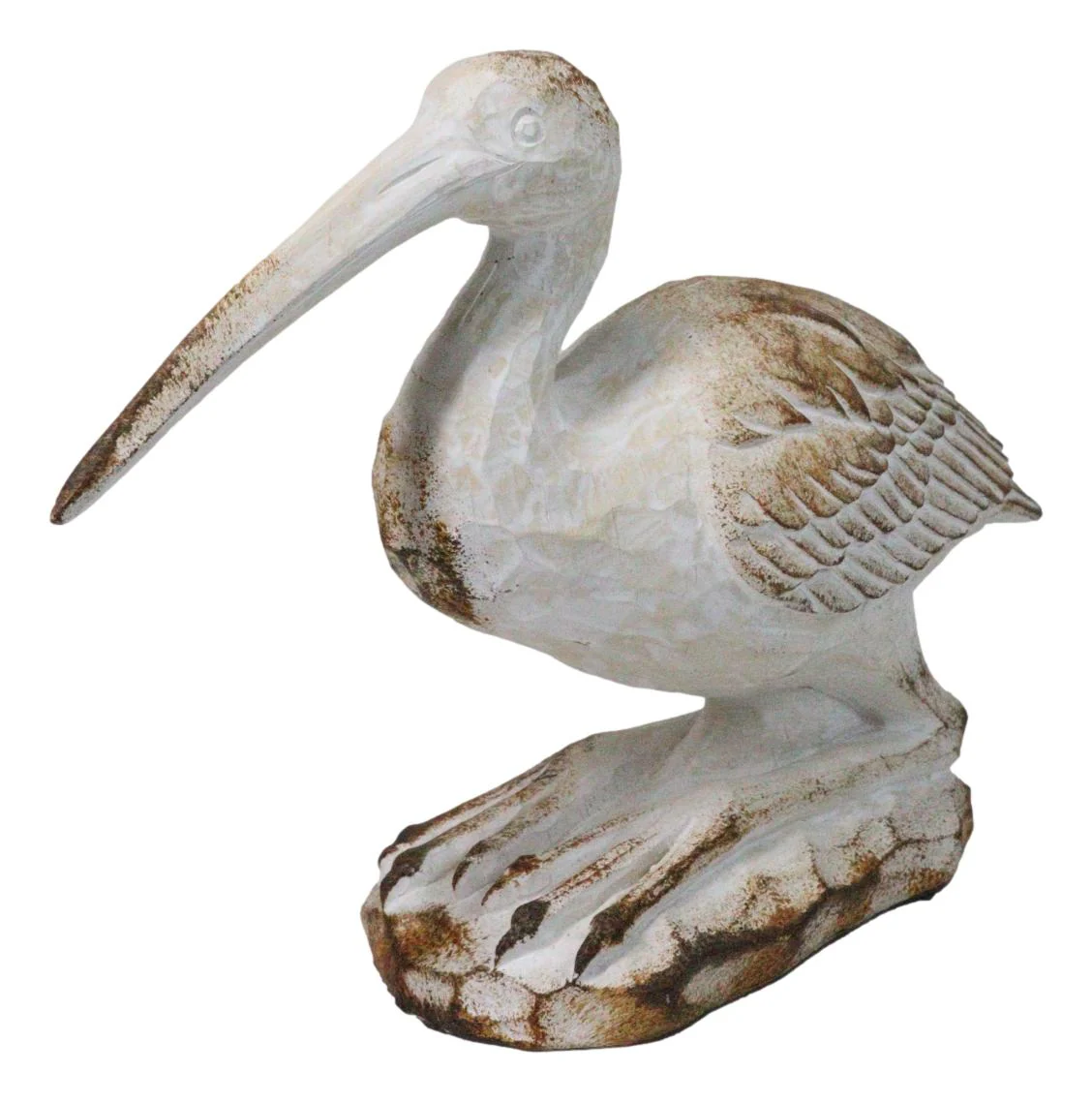 Nautical Marine Roosting Scarlet Ibis Distressed Faux Wood Finish Figurine - Image 2