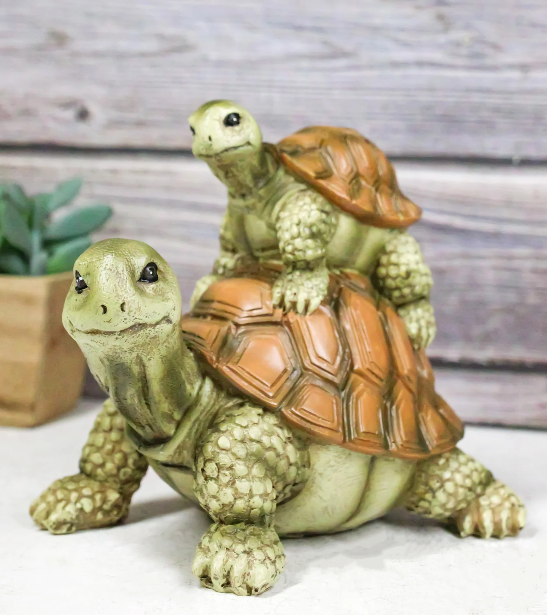 Nautical Marine Turtle Tortoise Mother Piggybacking Hatchling Family Figurine - Image 9