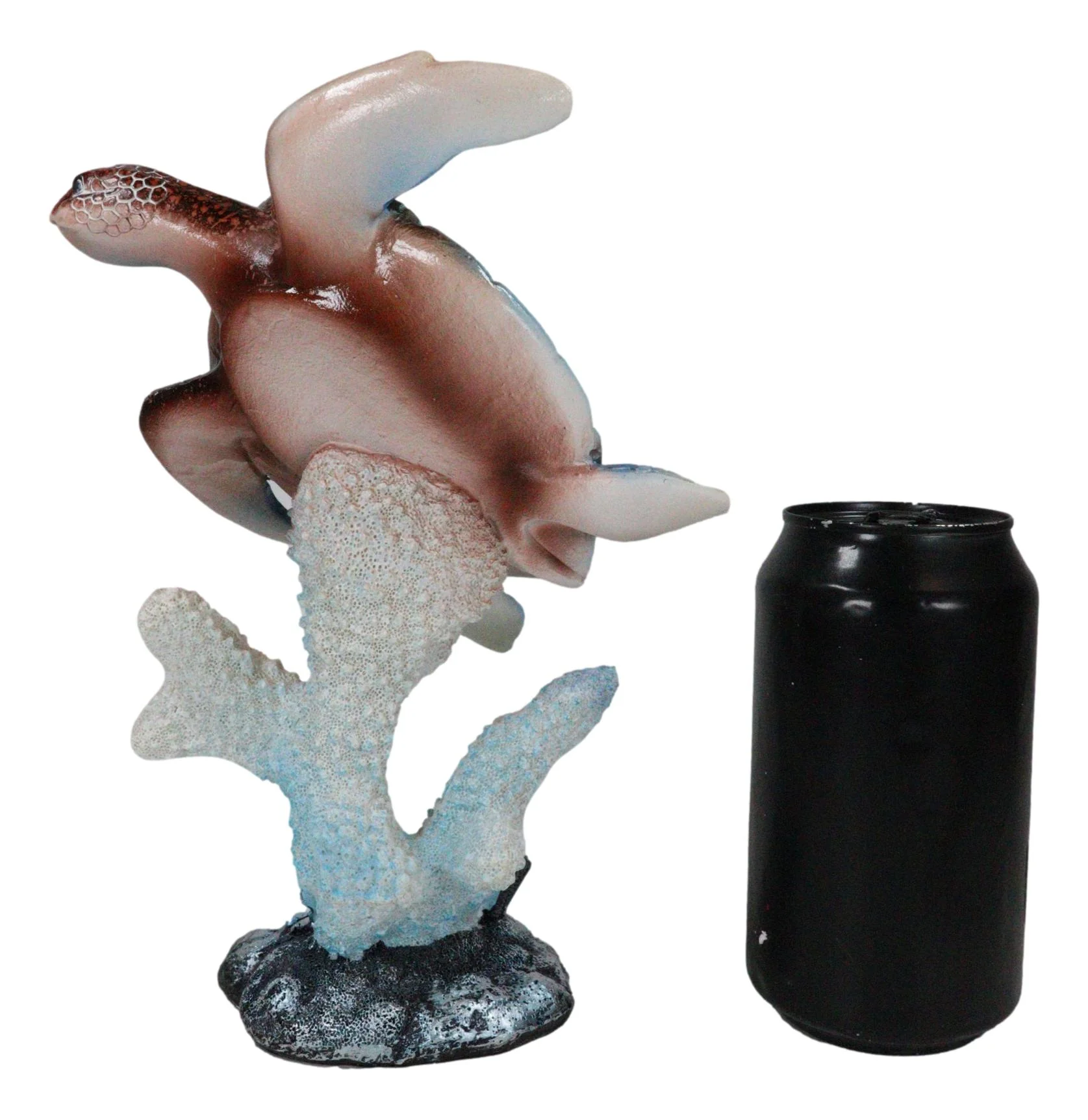 Nautical Ocean Blue Giant Sea Turtle Swimming By White Corals Figurine 8.75"H - Image 7