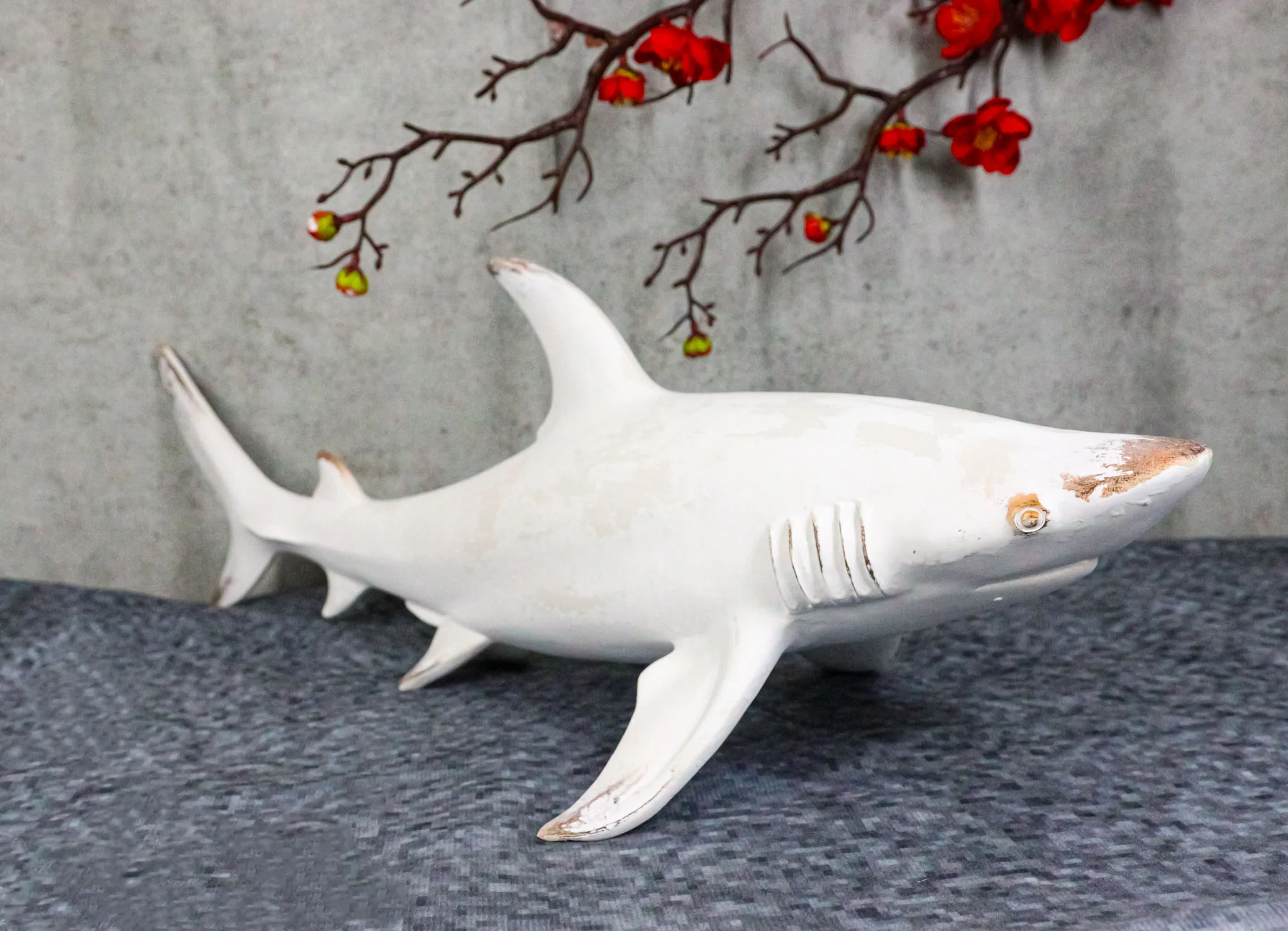 Nautical Ocean Marine Great White Shark Swimming Antiqued White Figurine 19.5"L - Image 9