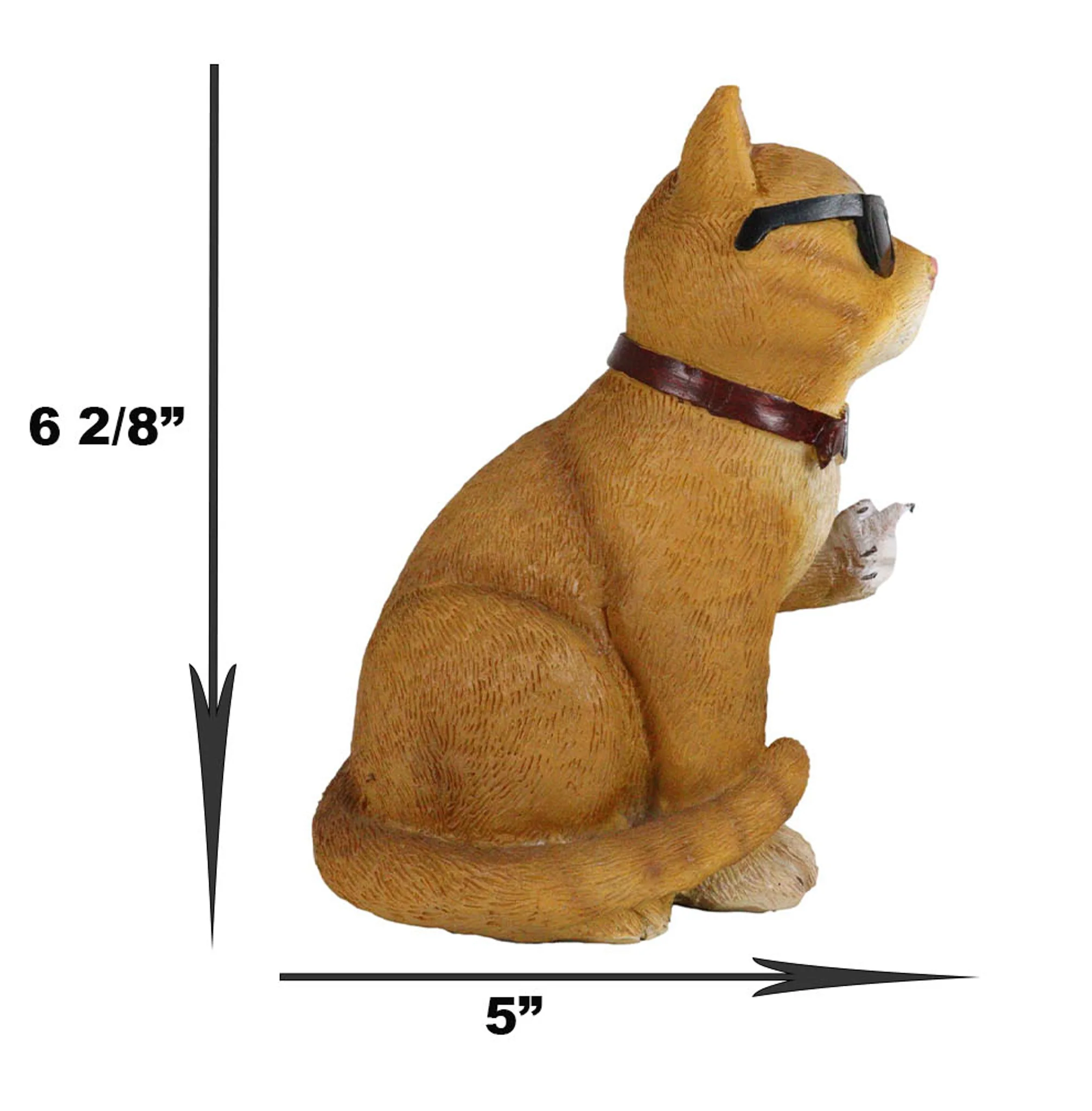 No Pussies Here! Tabby Cat With Shades Flipping The Bird Middle Finger Figurine - Image 10