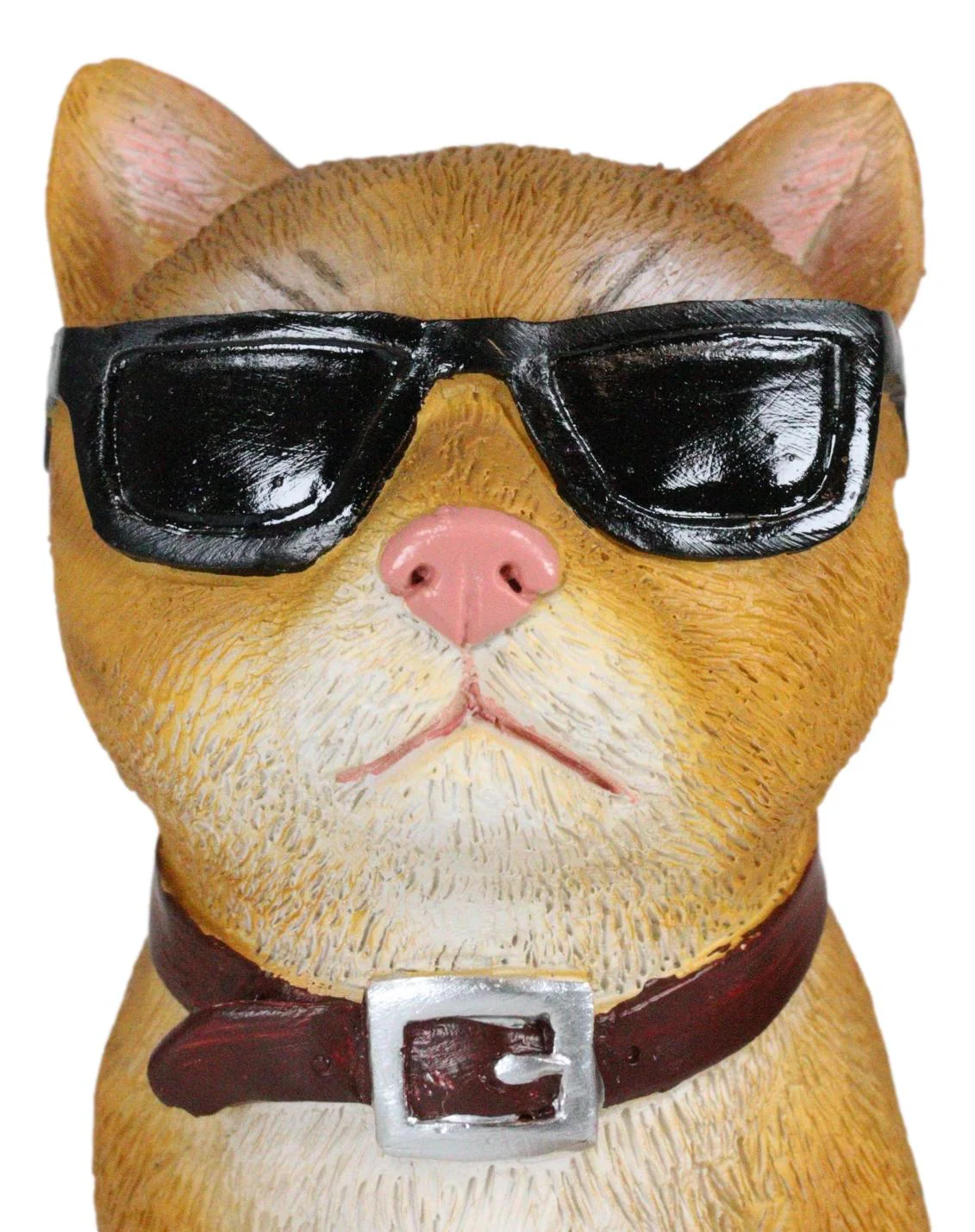 No Pussies Here! Tabby Cat With Shades Flipping The Bird Middle Finger Figurine - Image 5