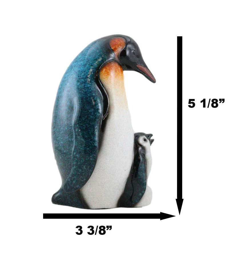 North Pole Family Cute Emperor Penguin Father And Chick Cuddle Time Figurine - Image 5