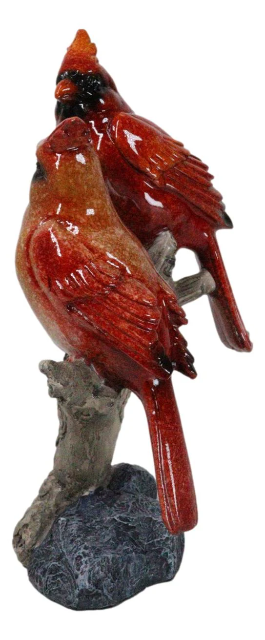 Northern Male and Female Red Cardinal Birds Perching On Tree Branch Figurine - Image 4