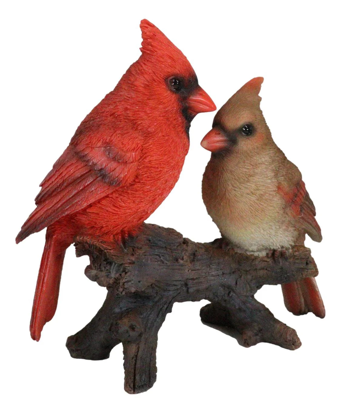 Northern Red And Brown Cardinal Male And Female Birds Couple On Branch Figurine - Image 2