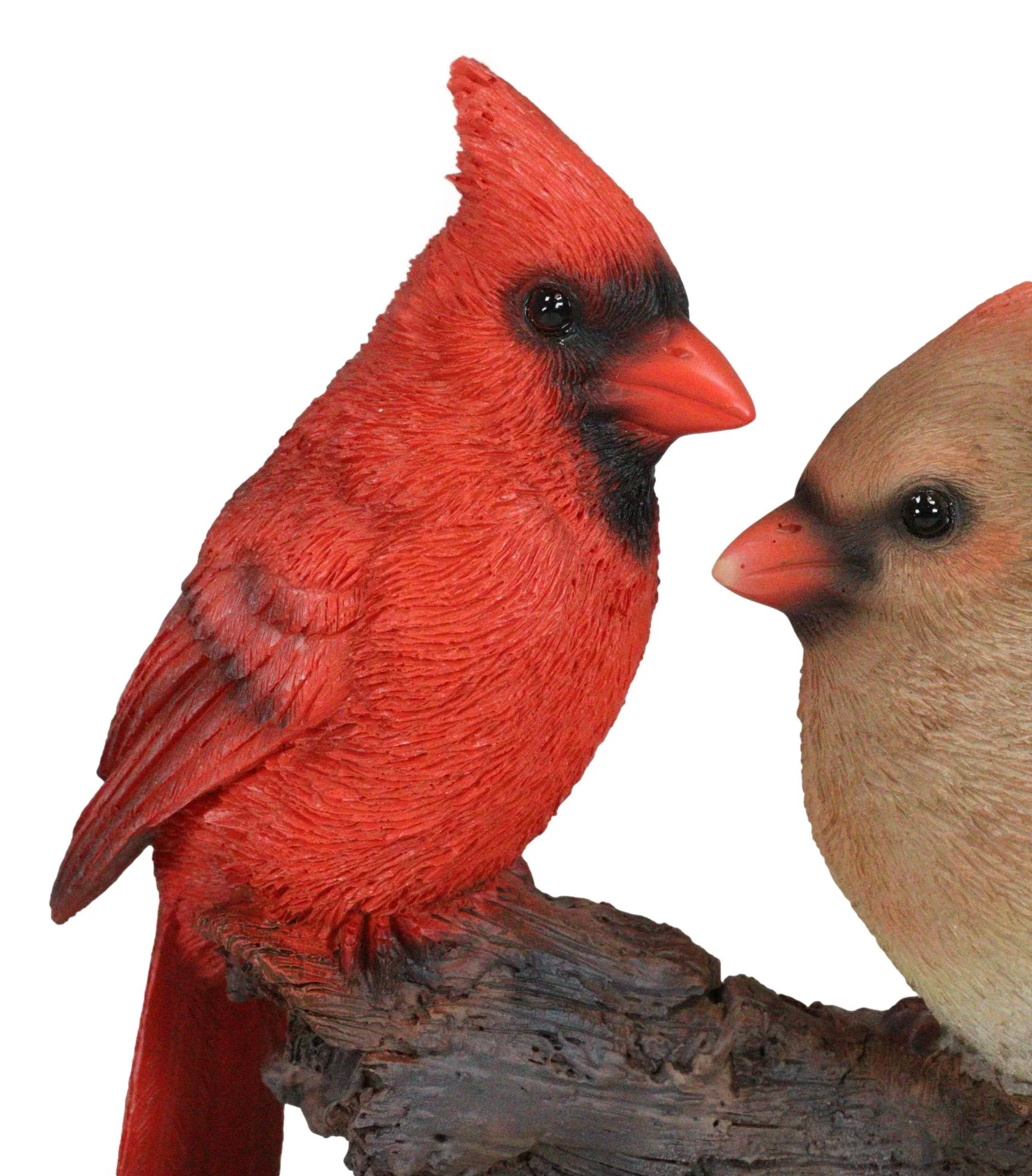 Northern Red And Brown Cardinal Male And Female Birds Couple On Branch Figurine - Image 4