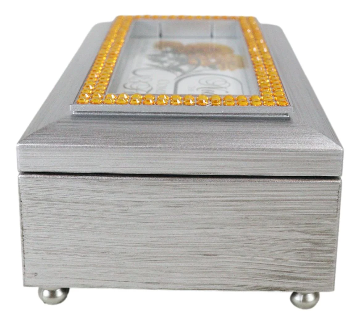November Topaz Birthstones Compassion Friendship Silver Tone Musical Trinket Box - Image 4