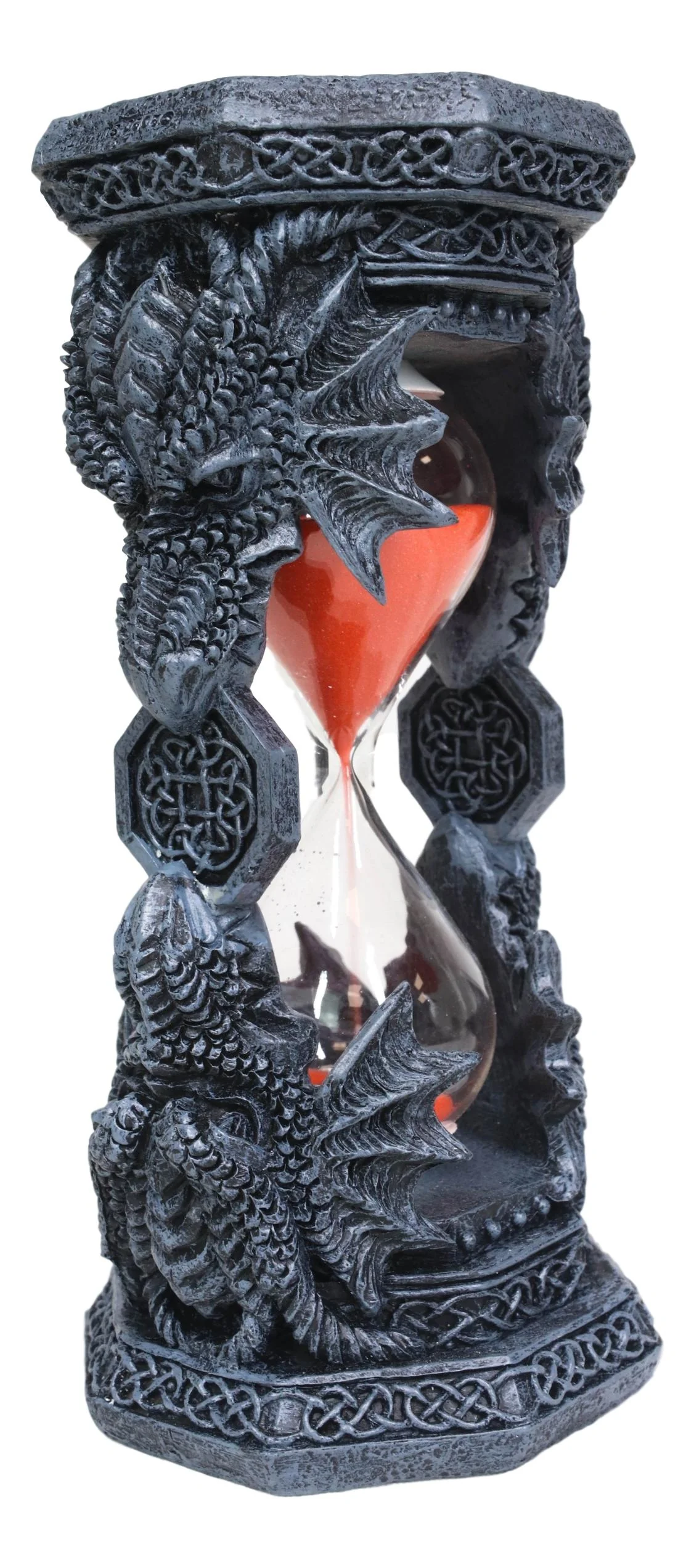 Octagonal Gothic Celtic Knotwork Invertible Dragon Heads Sand Timer Figurine - Image 2