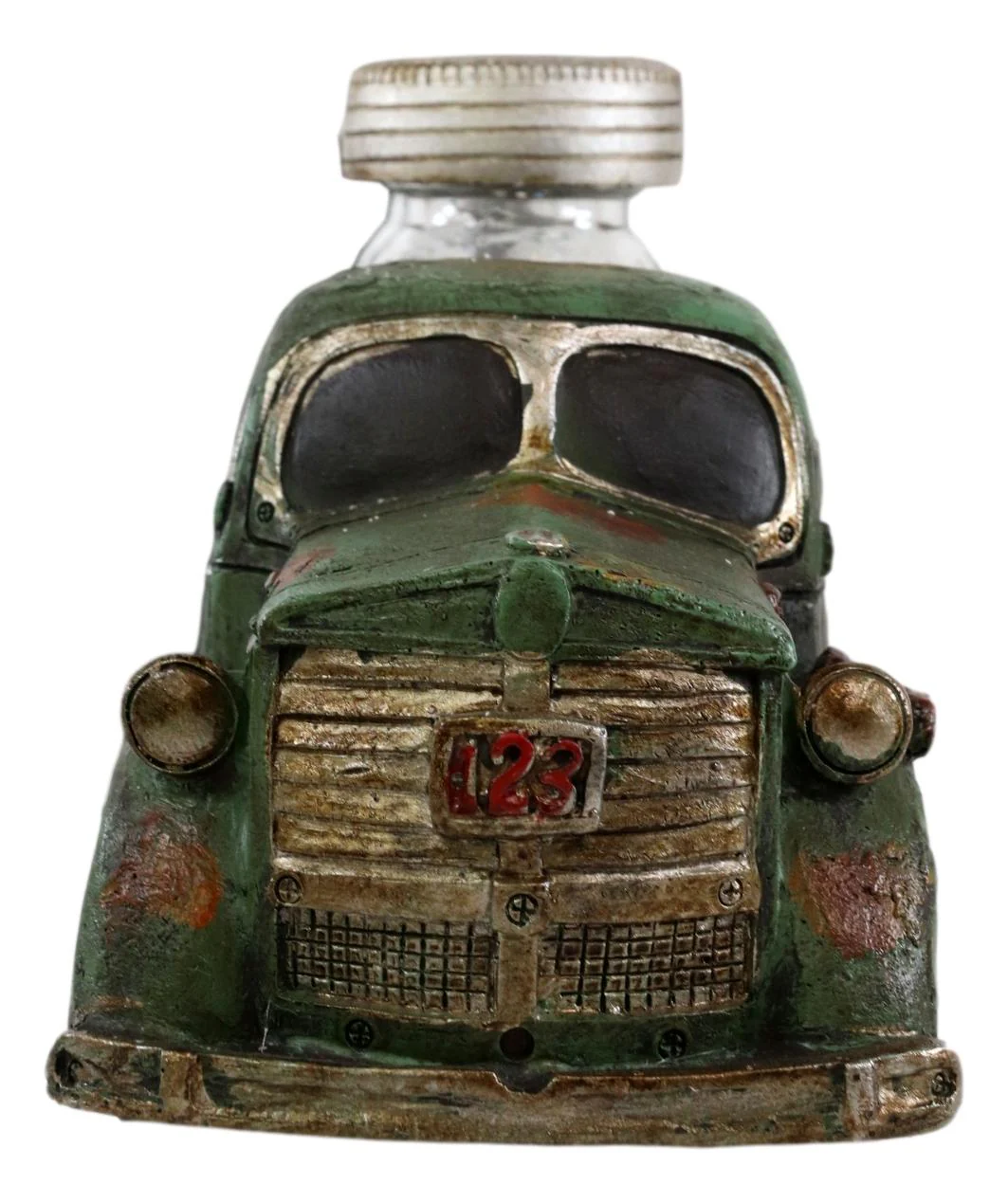 Old Fashioned Vintage Green Pickup Truck Figurine Holder W/ Salt Pepper Shakers - Image 3