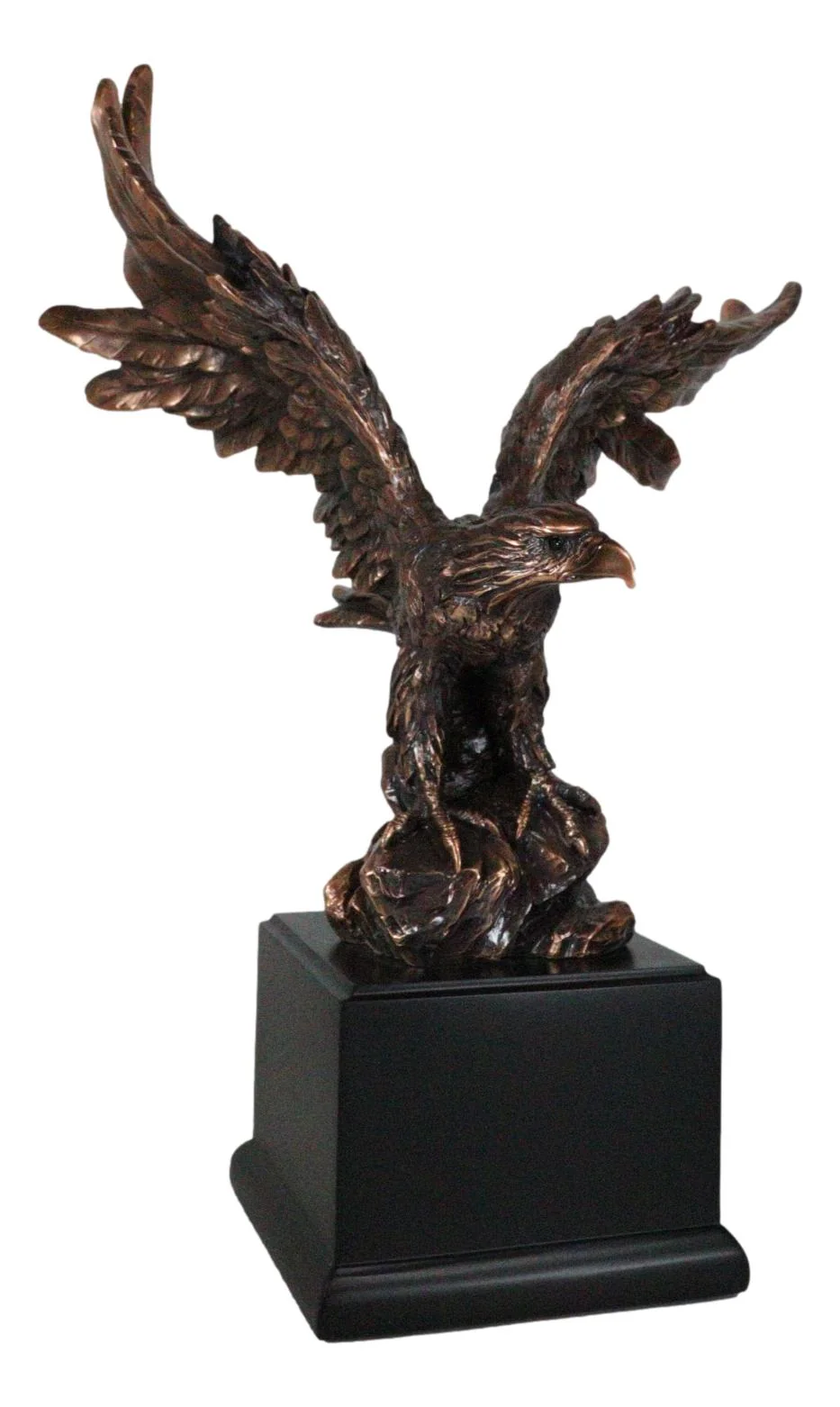 Open Winged American Bald Eagle Landing On Rock Steppes Figurine With Base - Image 5