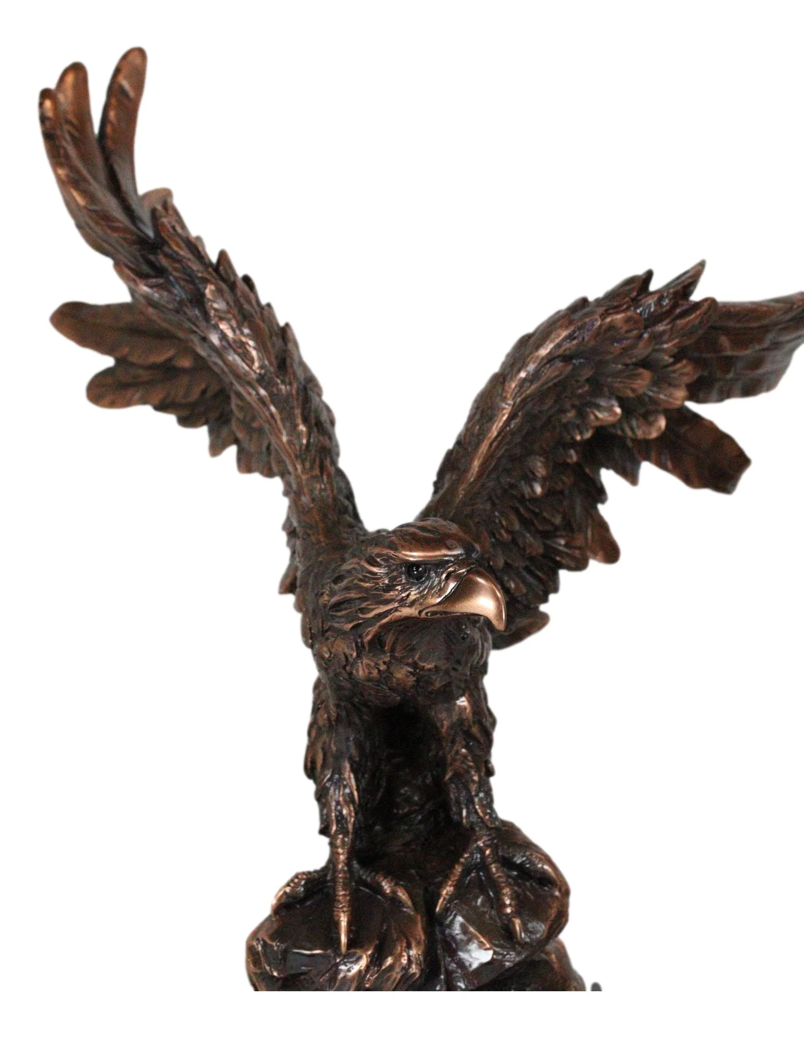 Open Winged American Bald Eagle Landing On Rock Steppes Figurine With Base - Image 6