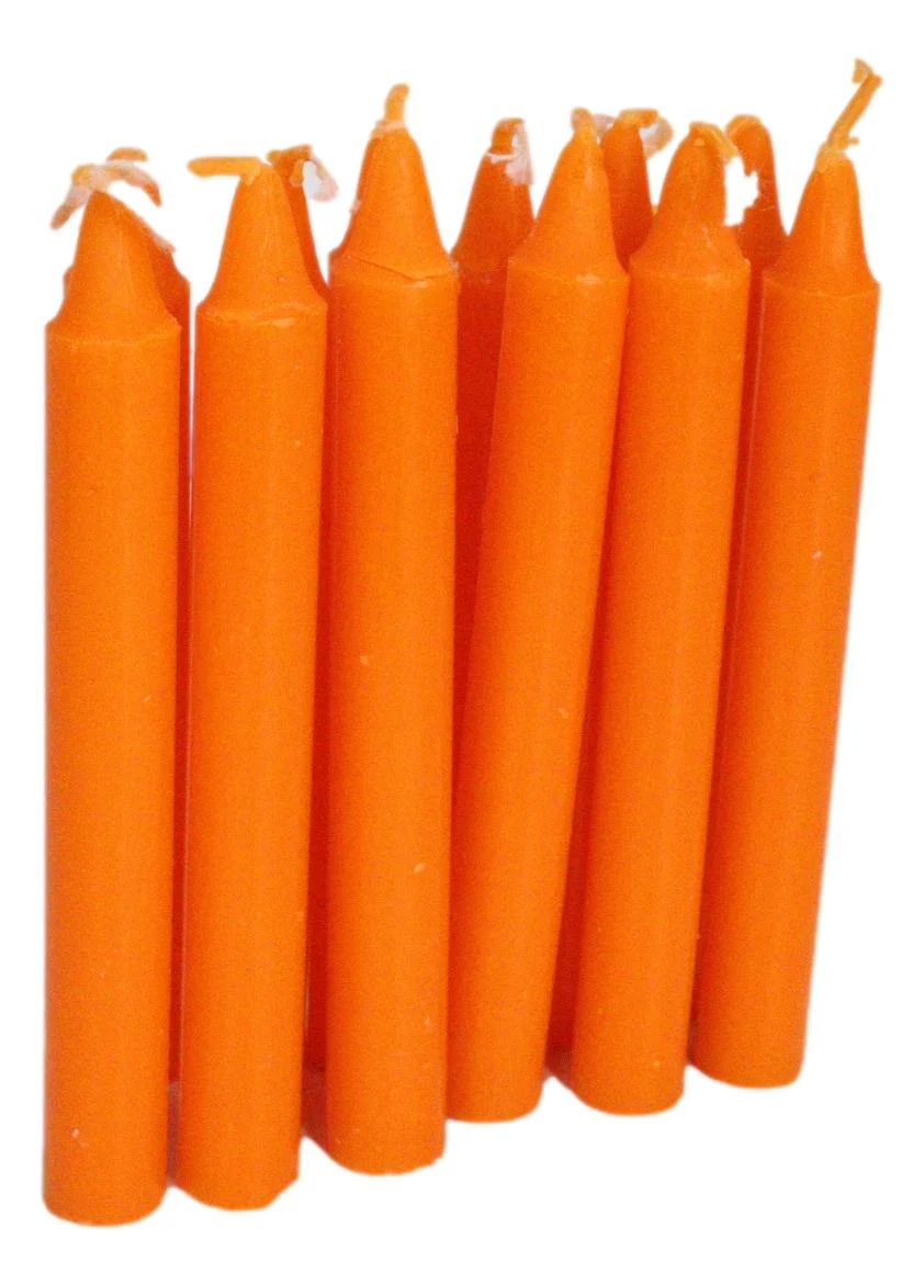 Orange Confidence Pack of 12 Wicca Occult Witch Ritual Spell Chime Candles - Image 2