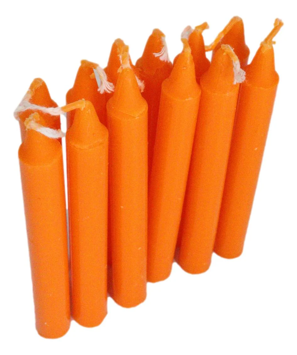 Orange Confidence Pack of 12 Wicca Occult Witch Ritual Spell Chime Candles - Image 3