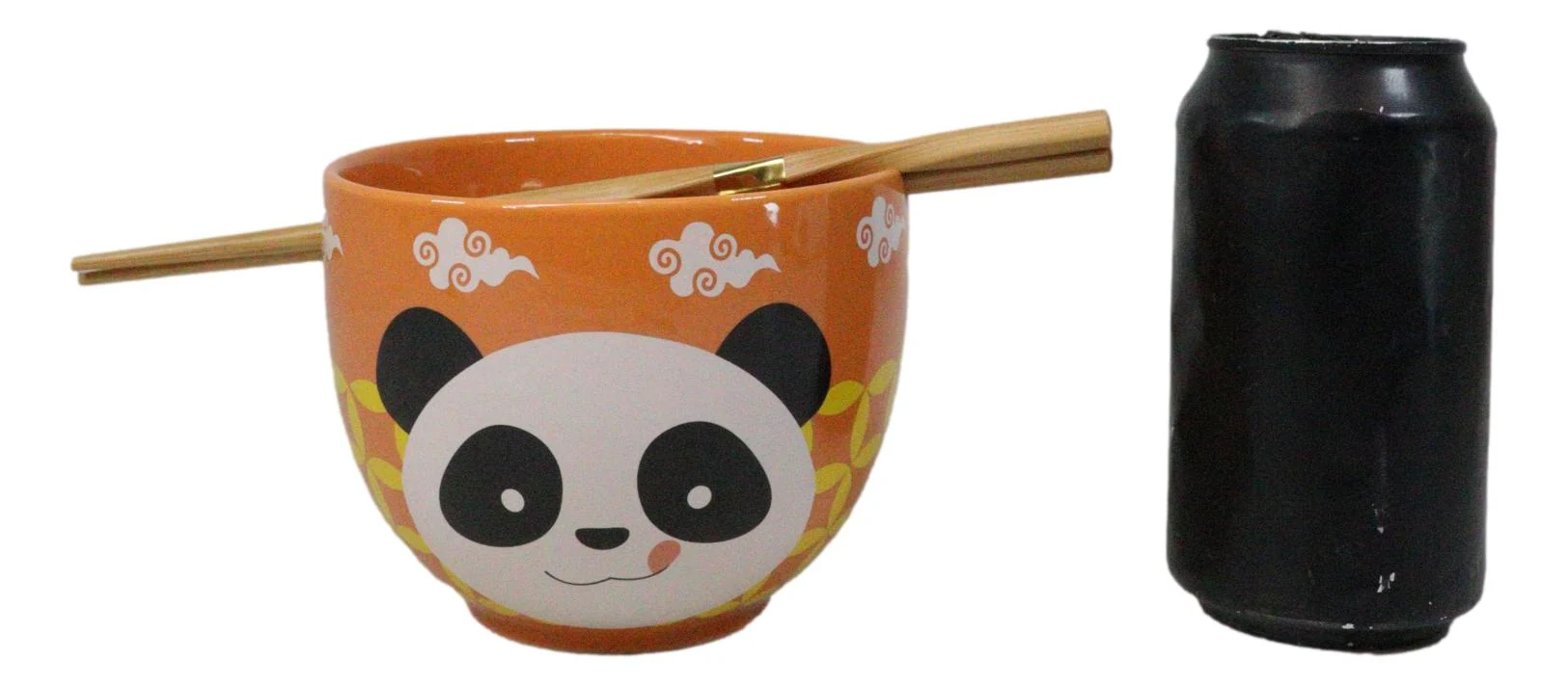 Orange Lucky Panda Bear Ceramic Donburi Ramen Soup Bowl With Chopsticks Set - Image 8