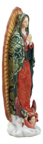 Our Lady of Guadalupe Virgin Mary Religious Statue Real Fabric Dress Collectible - Image 2