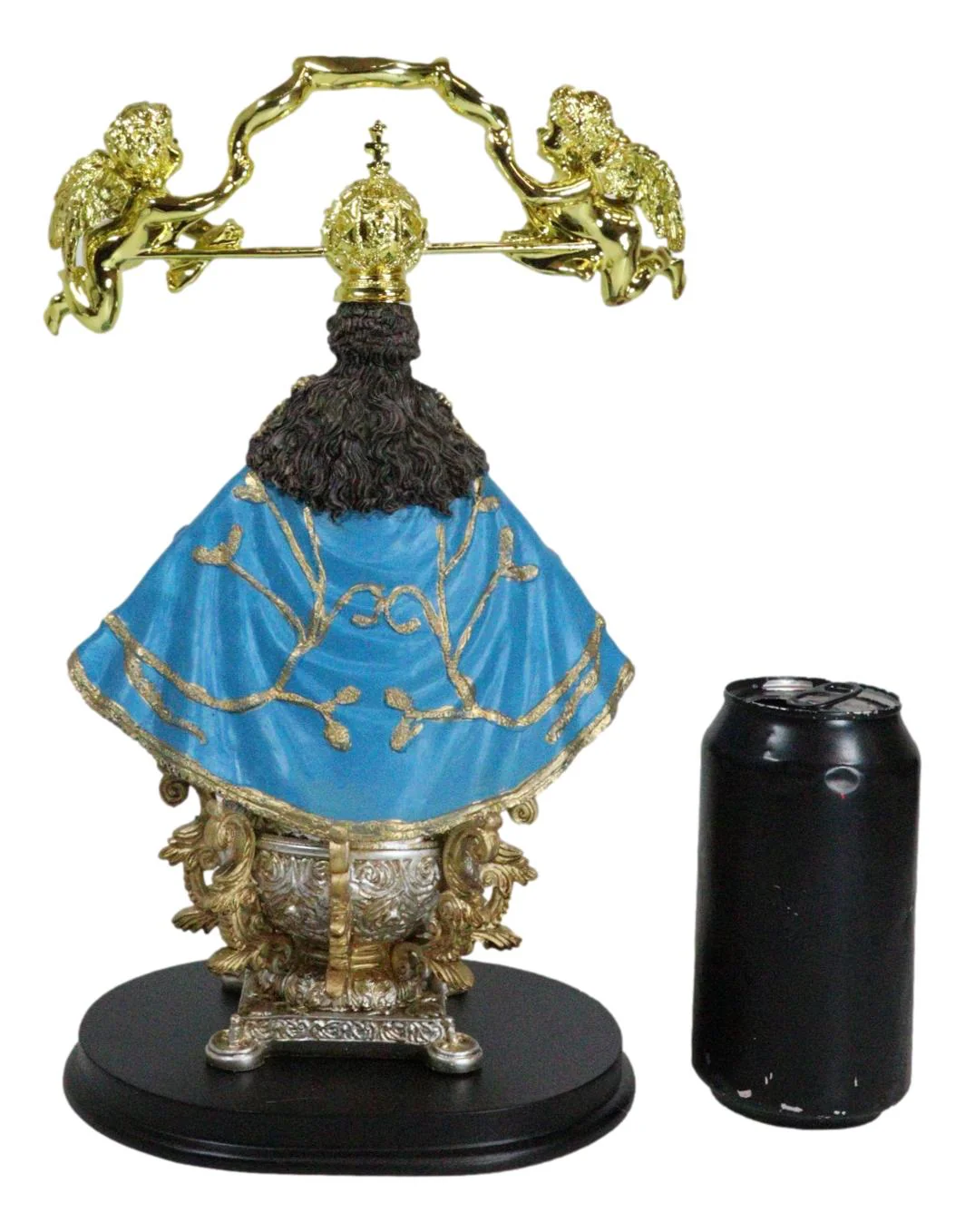 Our Lady of San Juan De Los Lagos Golden Crown And Angels Regal Blue Figurine - Image 8