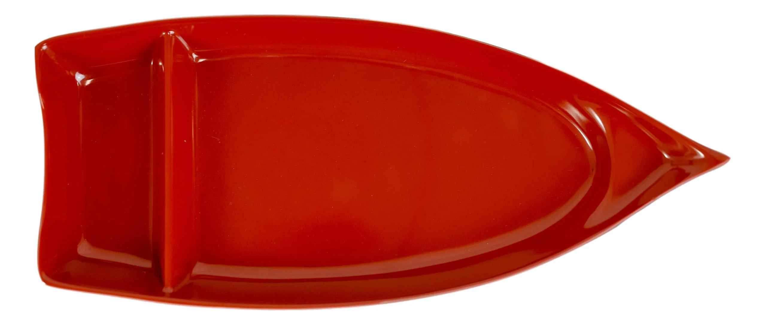 Pack Of 12 Japanese Omakase Style 10"L Red Melamine Sushi Boat Serving Plates - Image 5