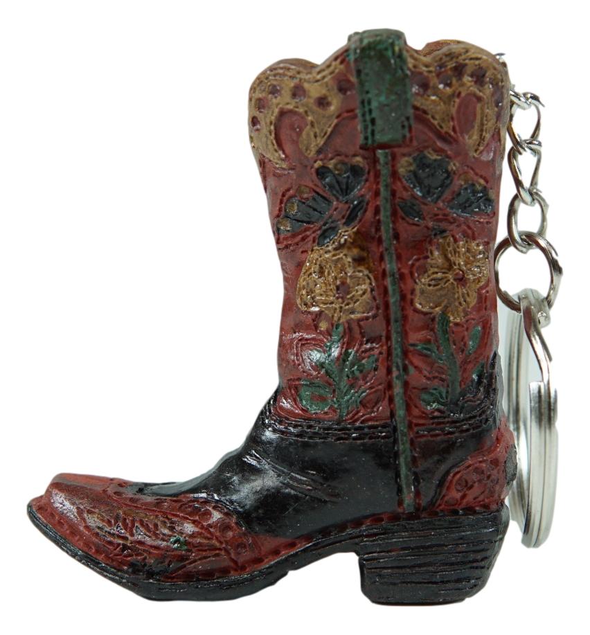 Pack of 12 Western Cowboy Cowgirl Faux Tooled Leather Boots Keychain Figurines - Image 8