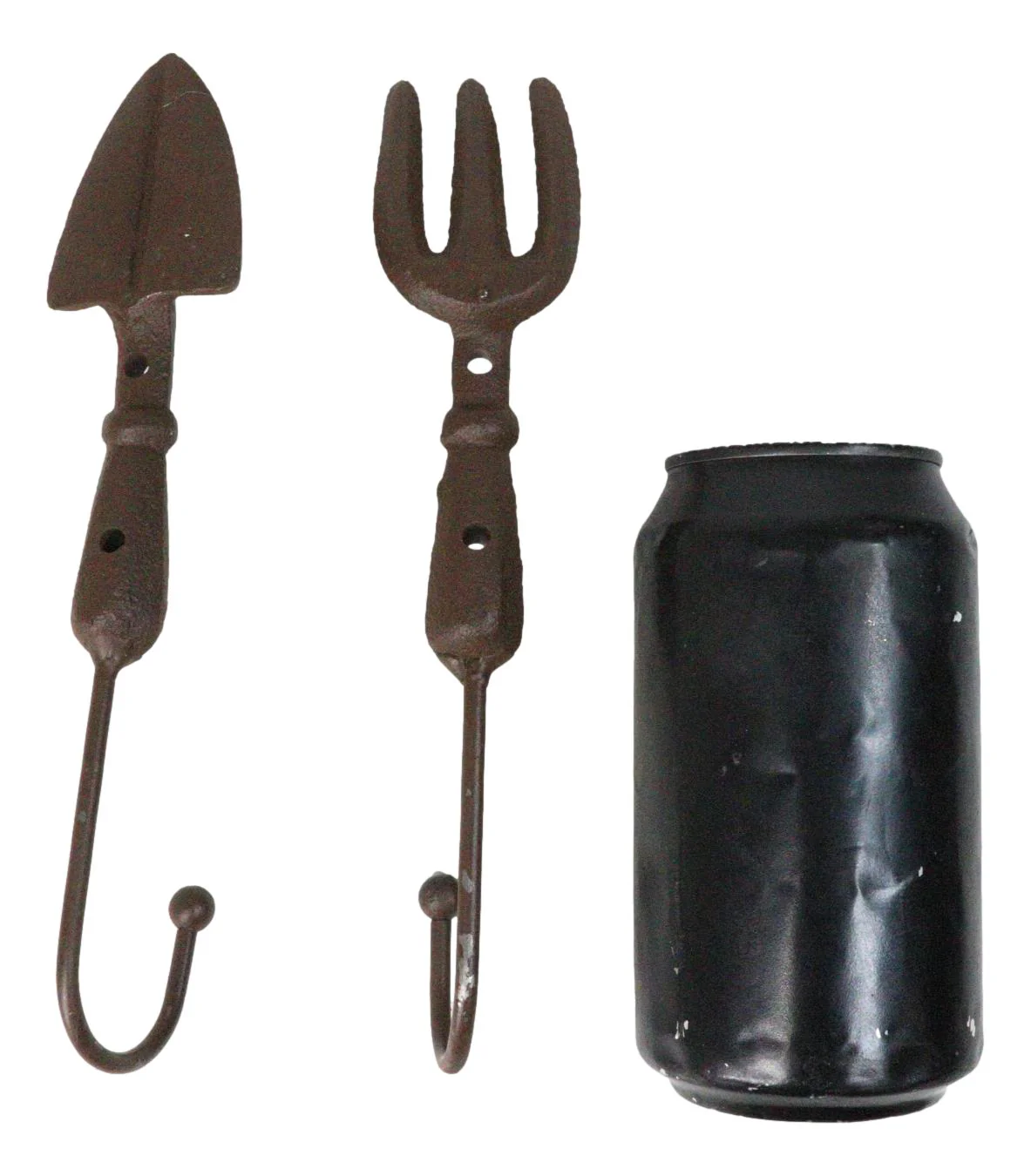 Pack of 2 Cast Iron Garden Hand Tool Fork and Trowel Wall Hooks For Coats Keys - Image 8