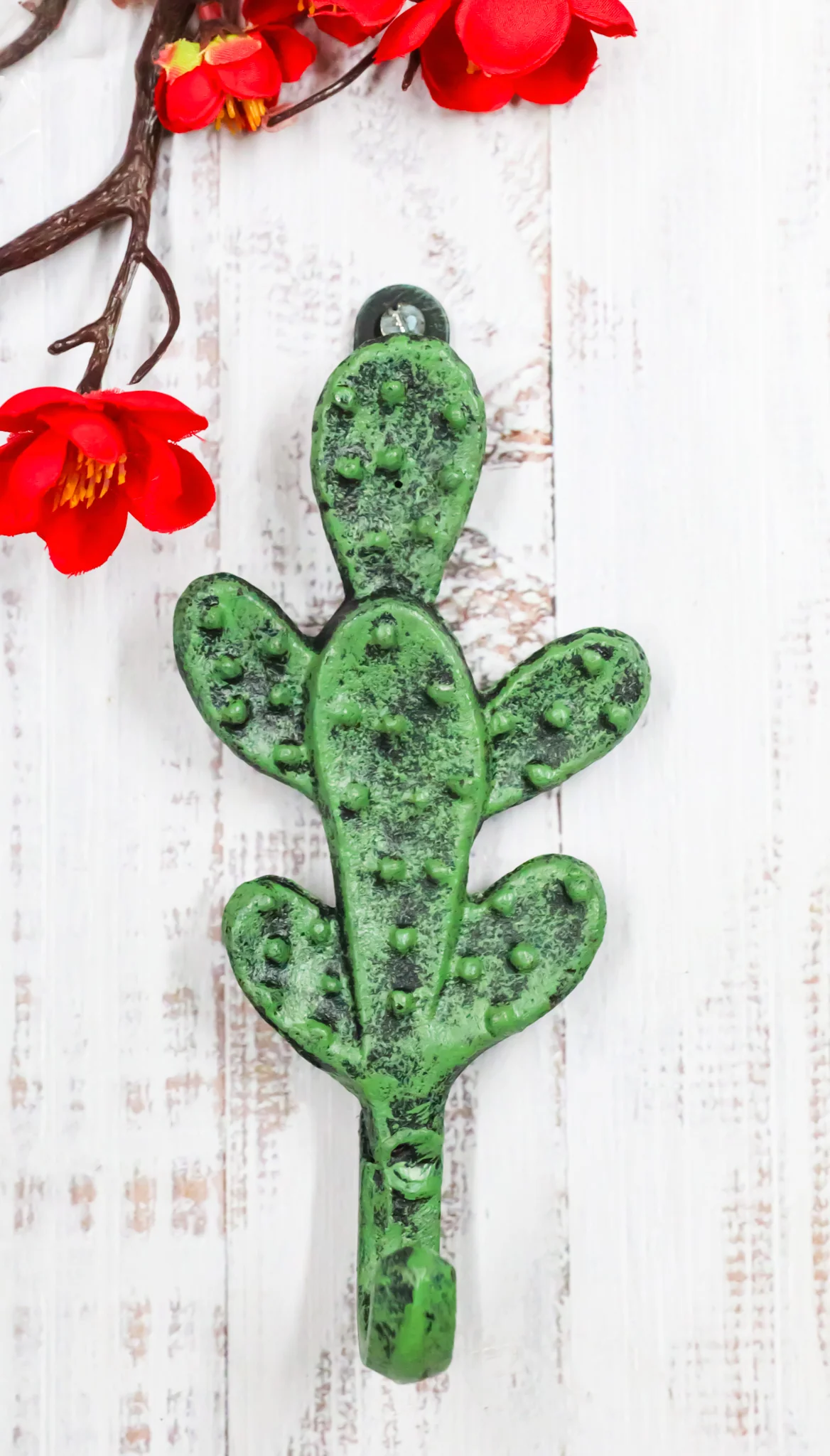 Pack Of 2 Cast Iron Verdi Green Southwest Bunny Ears Cactus Wall Hook Plaques - Image 9
