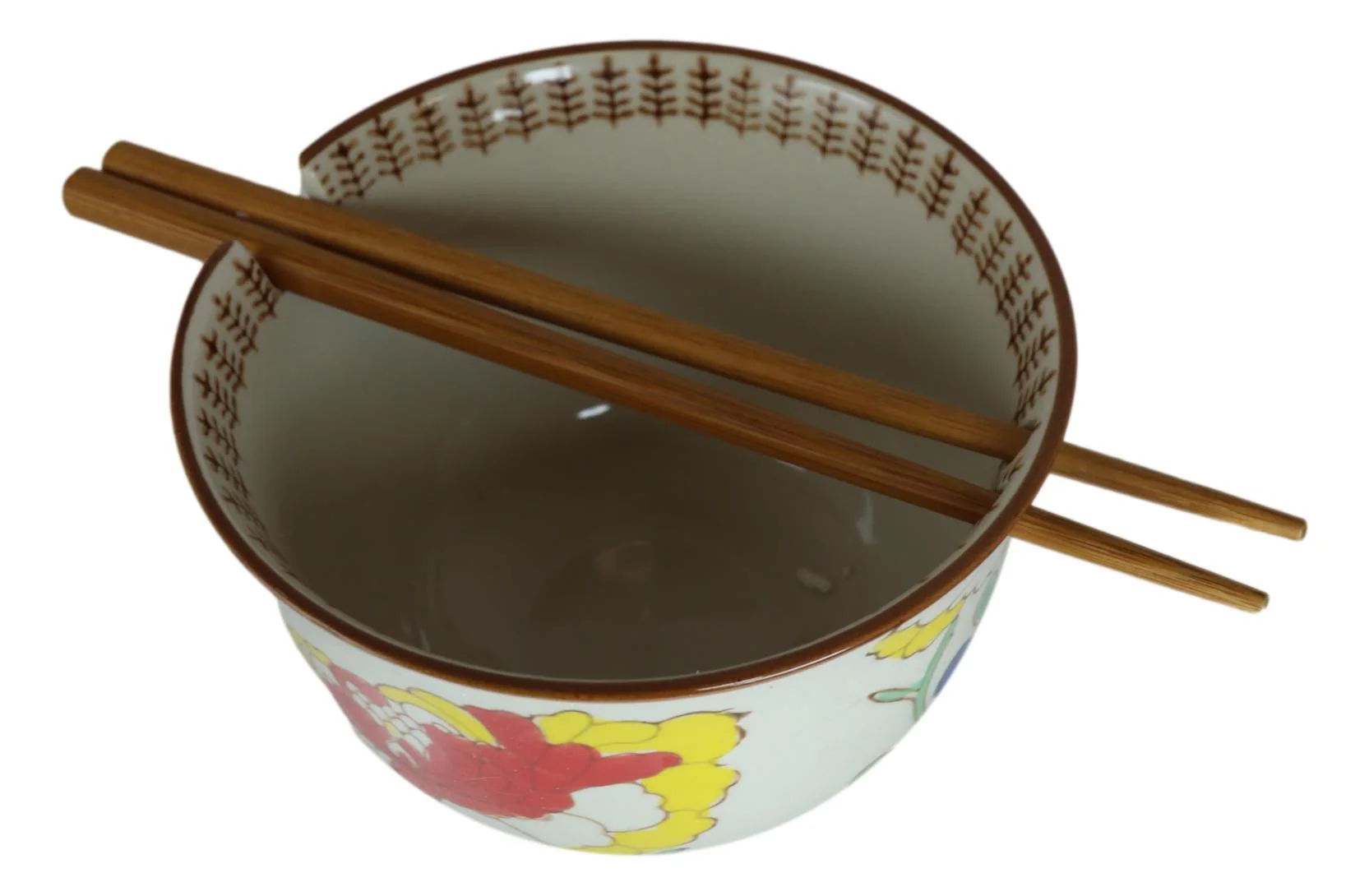 Pack Of 2 Ceramic Ramen Donburi Noodles Bowl & Chopsticks Set Spring Flower Bloom - Image 3