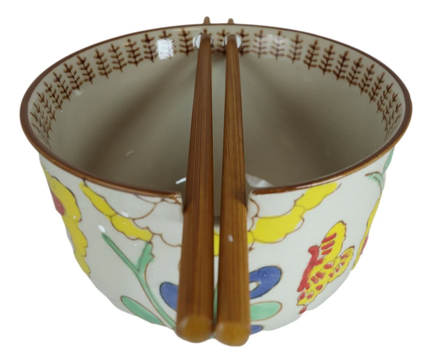 Pack Of 2 Ceramic Ramen Donburi Noodles Bowl & Chopsticks Set Spring Flower Bloom - Image 4