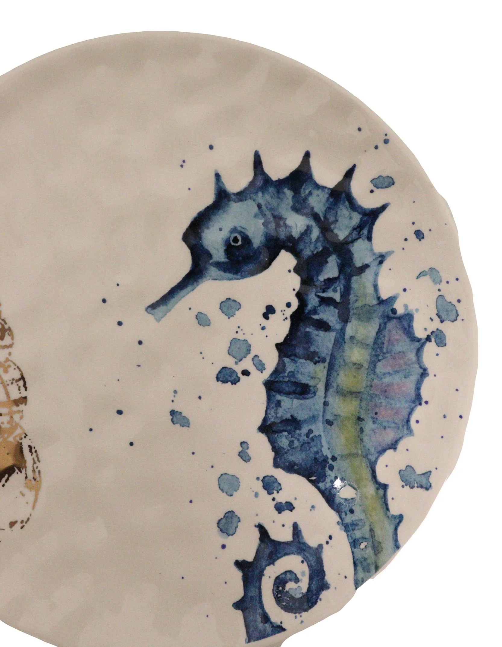 Pack Of 2 Nautical Marine Blue And White Seahorse Ceramic Wall Decor Plates - Image 6