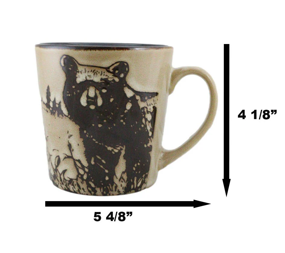 Pack Of 2 Rustic Western Cabin Lodge Forest Grizzly Bear Ceramic Mugs Coffee Cup - Image 3