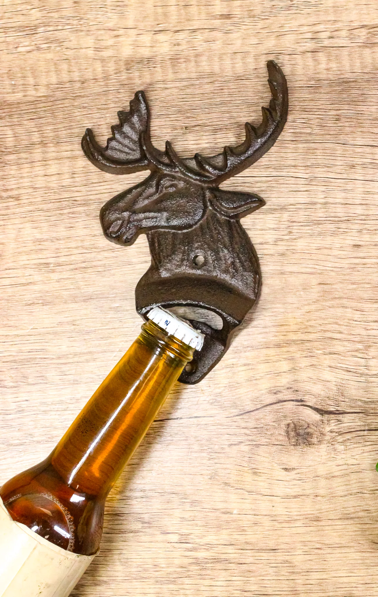 Pack Of 2 Rustic Western Country Bull Moose Cast Iron Beer Bottle Wall Openers - Image 9