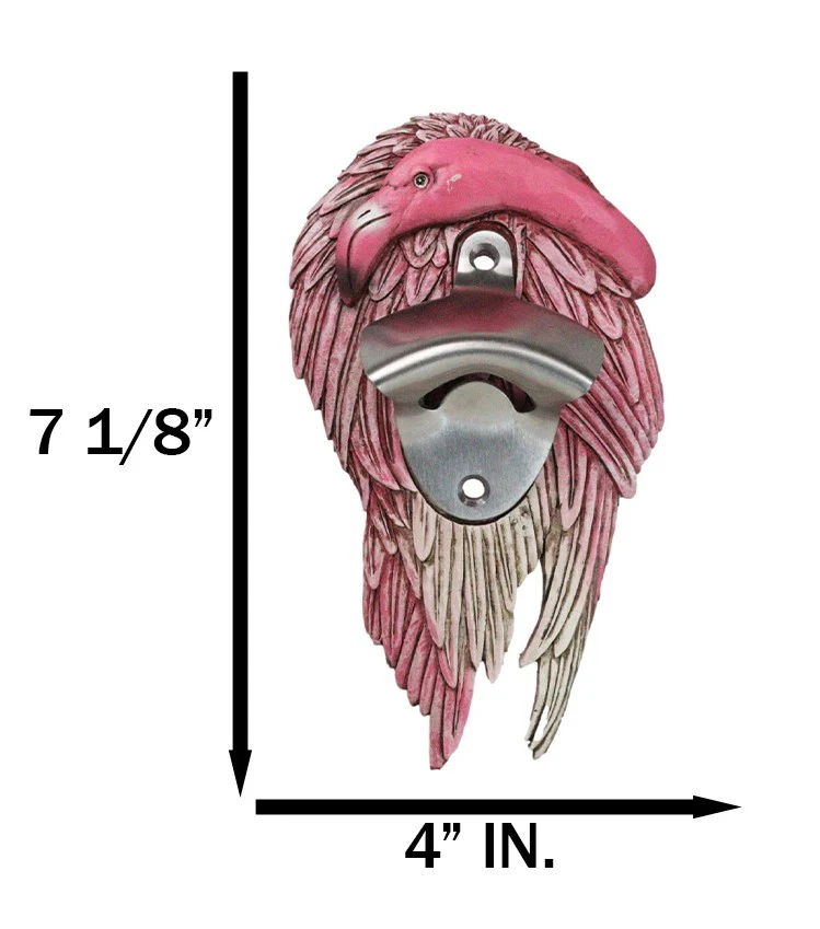 Pack Of 2 Tropical Paradise Wading Bird Pink Flamingo Wall Beer Bottle Openers - Image 6