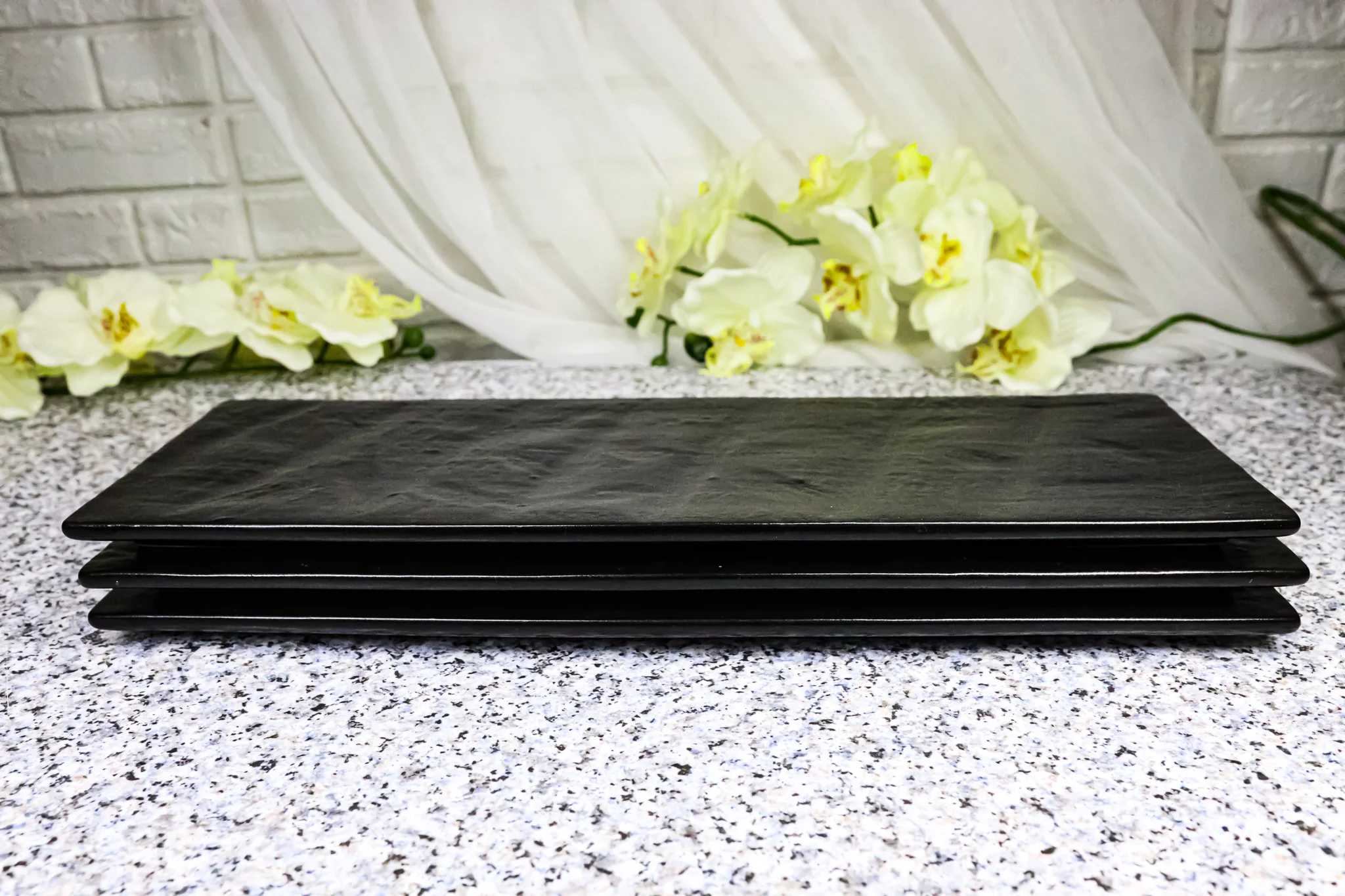 Pack Of 3 Kokuyo Black Minimalistic Rectangular Shaped Serving Platter 14.5"L - Image 10