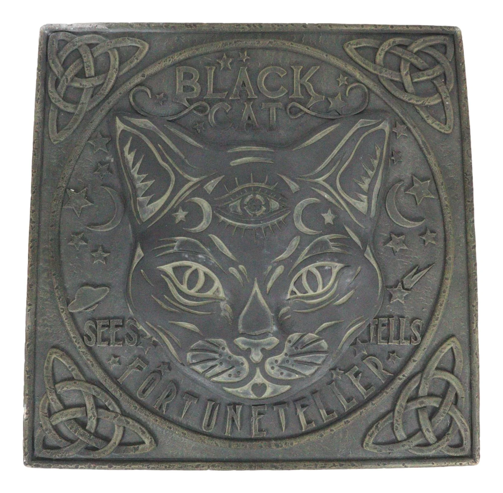 Pack Of 3 Wicca Mystic Black Cat Sees Tells Fortune Teller Resin Stepping Stones - Image 3