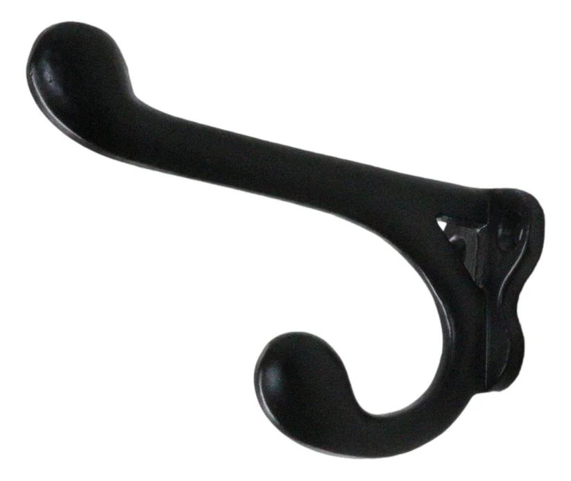 Pack Of 4 Cast Iron Black Traditional School House Double Peg Wall Hooks Accent - Image 3