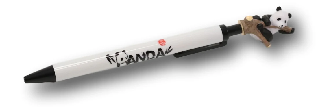 Pack Of 4 Panda Bear Cub Climbing On Tree White Ballpoint Ball Black Ink Pens - Image 2