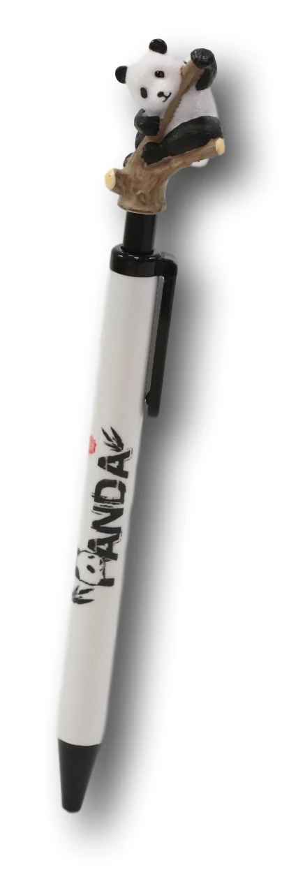 Pack Of 4 Panda Bear Cub Climbing On Tree White Ballpoint Ball Black Ink Pens - Image 3